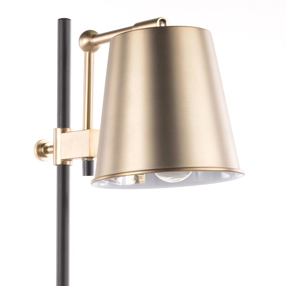 Metric Industrial Table Lamp in White Marble and Antique Brass. Picture 7