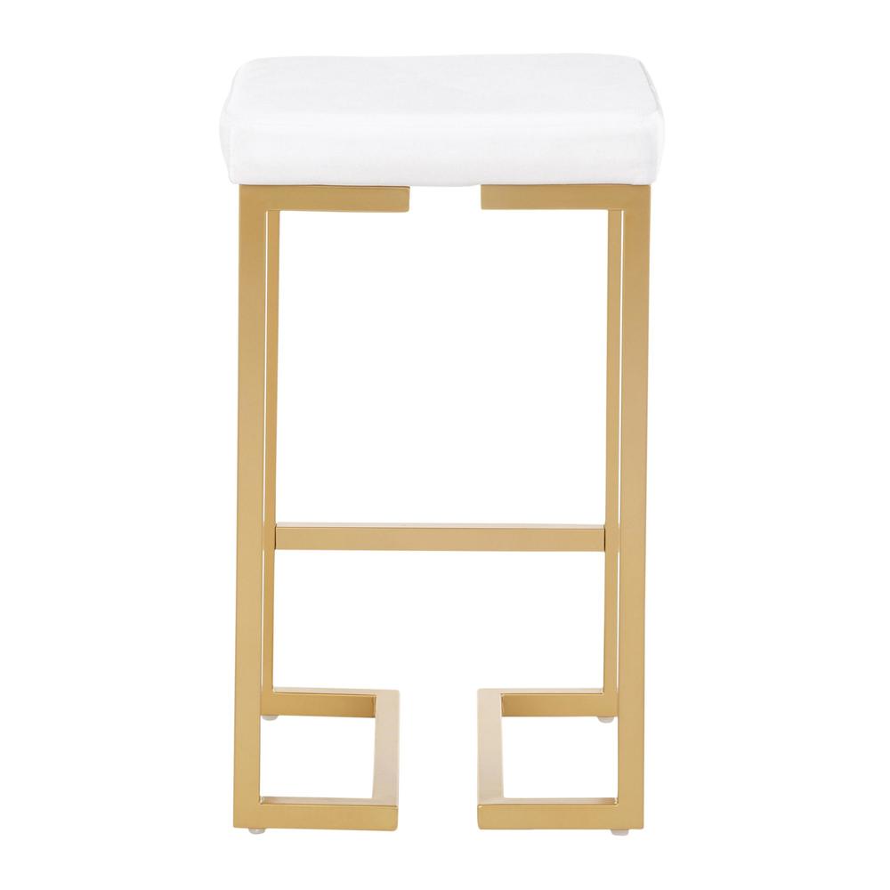 Midas 26" Contemporary-glam Counter Stool in Gold with White Velvet Cushion - Set of 2. Picture 5