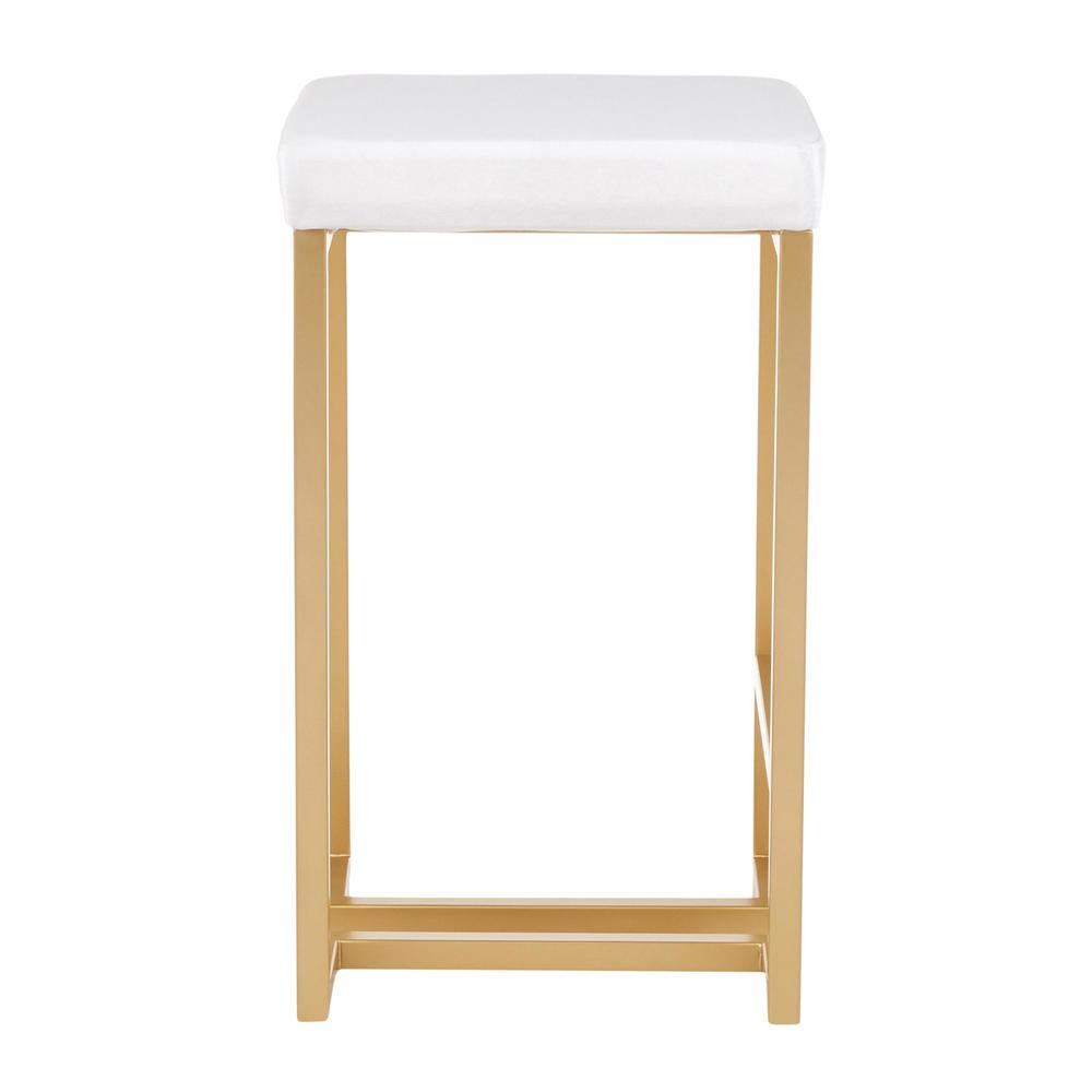 Midas 26" Contemporary-glam Counter Stool in Gold with White Velvet Cushion - Set of 2. Picture 3