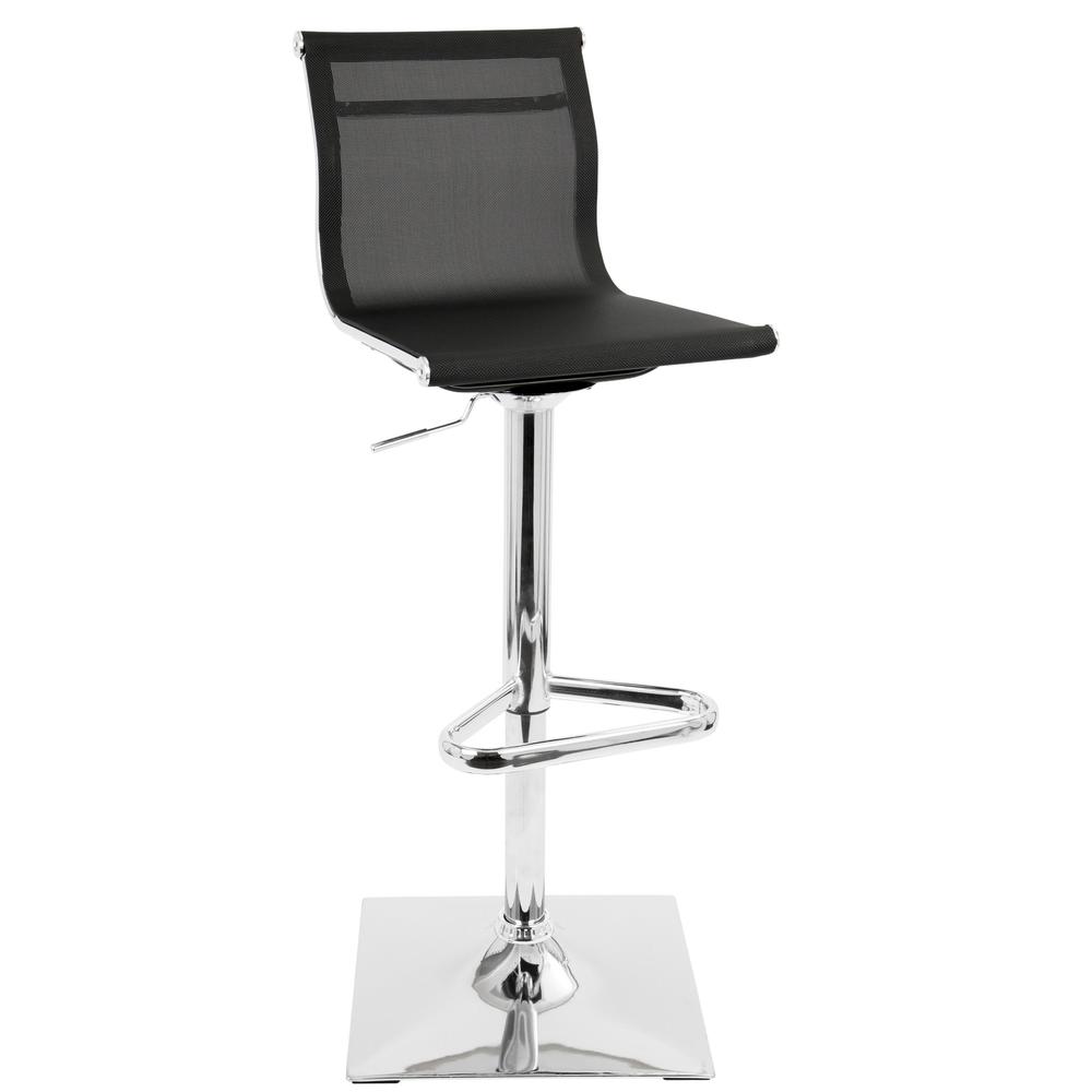 Mirage Contemporary Adjustable Barstool with Swivel in Black. Picture 1