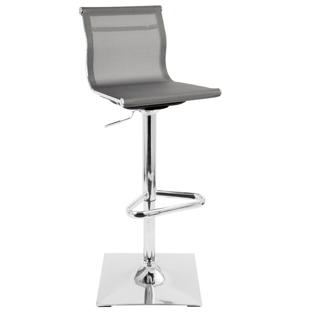Mirage Contemporary Adjustable Barstool with Swivel in Silver. Picture 1