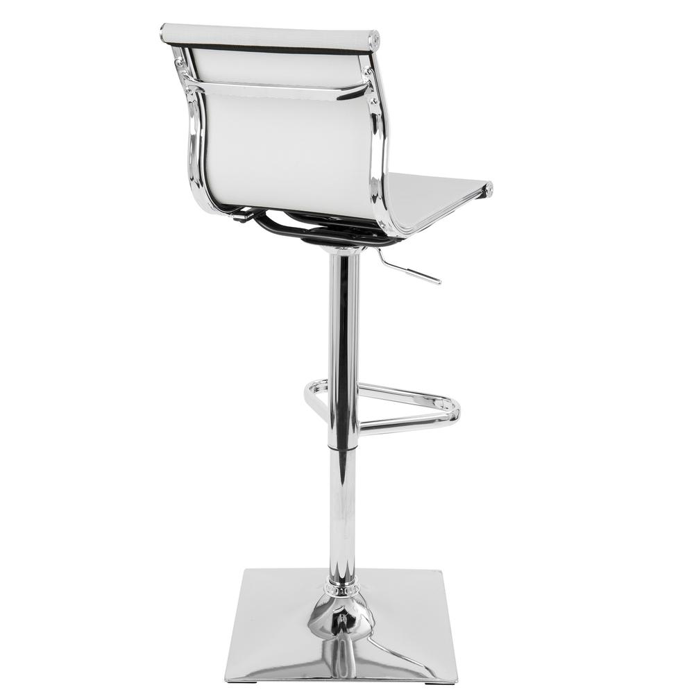 Mirage Contemporary Adjustable Barstool with Swivel in White. Picture 3