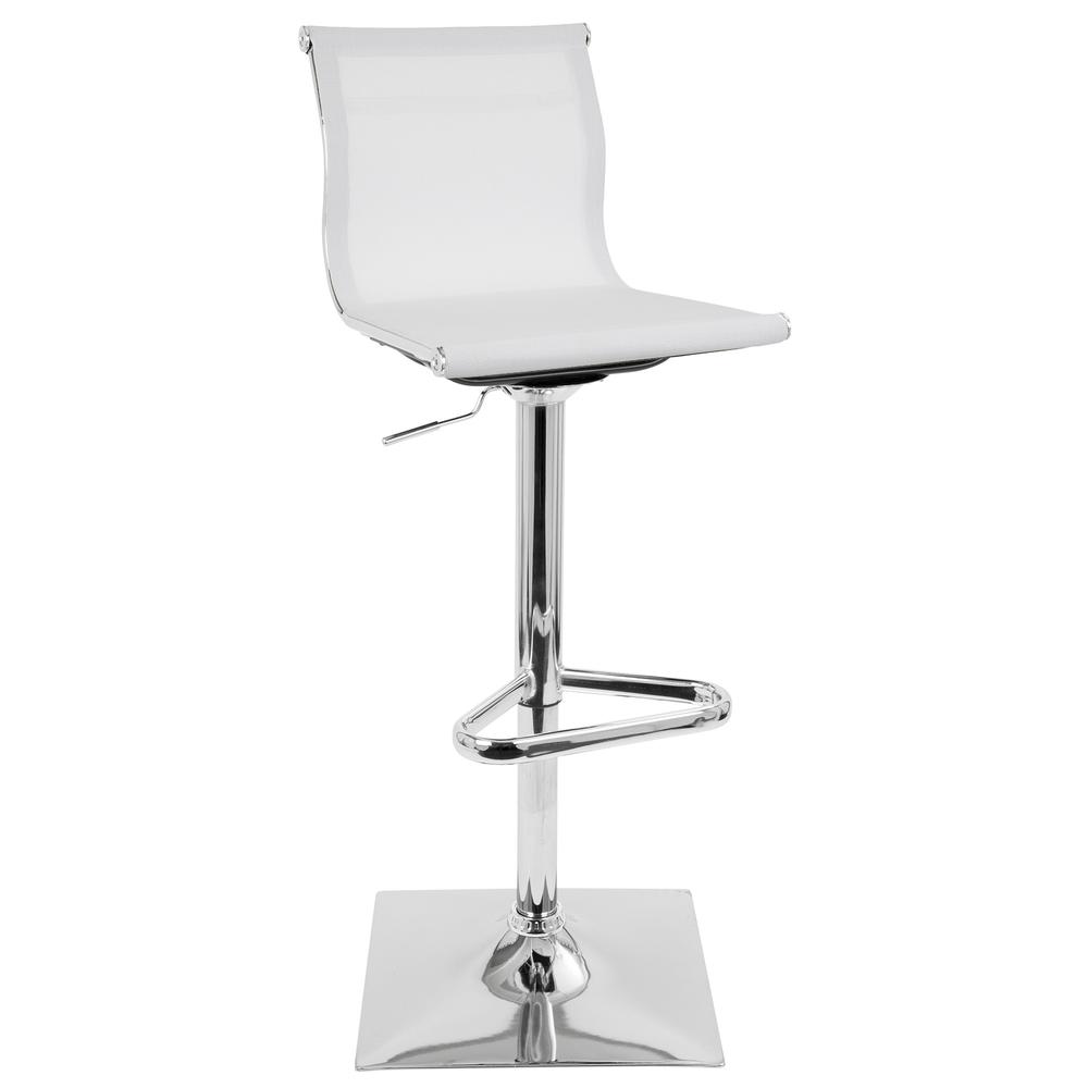 Mirage Contemporary Adjustable Barstool with Swivel in White. Picture 1