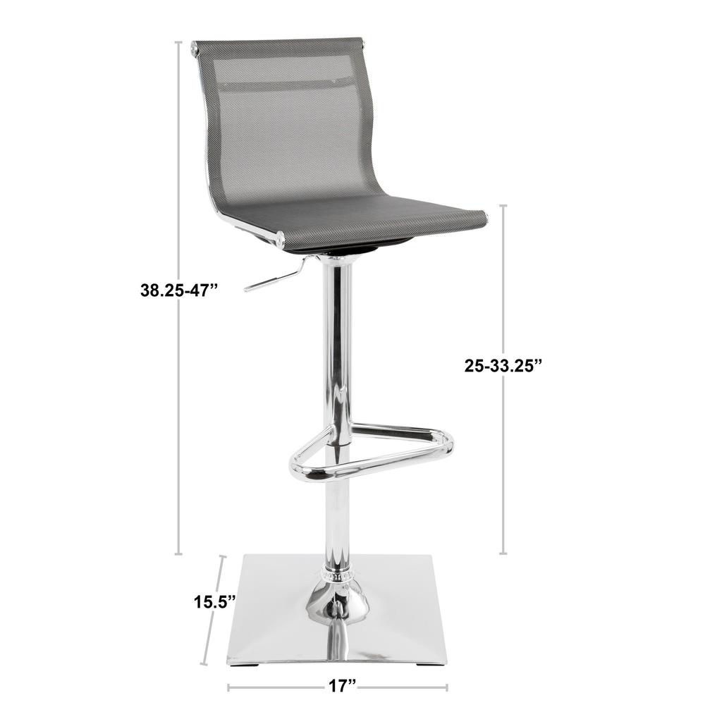 Mirage Contemporary Adjustable Barstool with Swivel in Silver. Picture 7