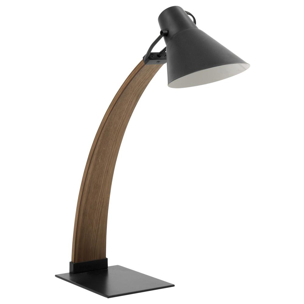 Noah Mid-Century Modern Table Lamp in Walnut and Black. Picture 1
