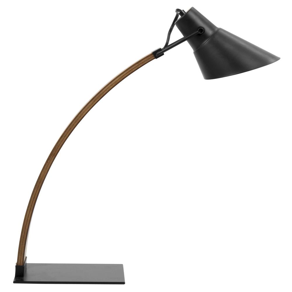 Noah Mid-Century Modern Table Lamp in Walnut and Black. Picture 3