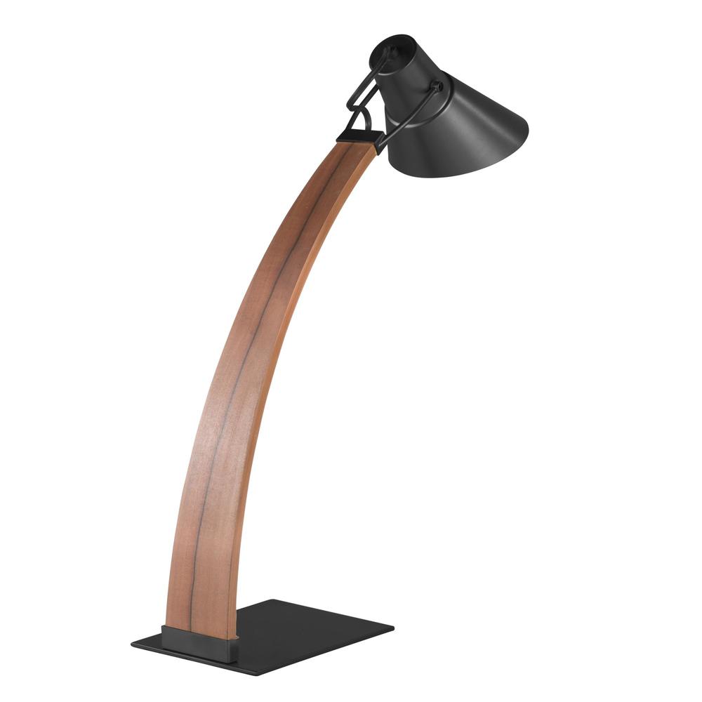 Noah Mid-Century Modern Table Lamp in Apple Wood and Black. Picture 4