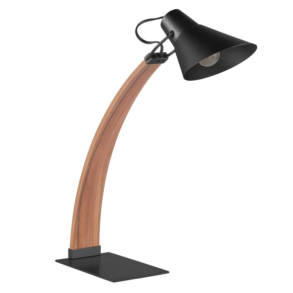 Noah Mid-Century Modern Table Lamp in Apple Wood and Black. Picture 1