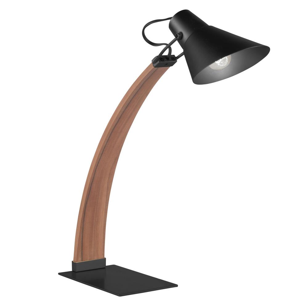 Noah Mid-Century Modern Table Lamp in Apple Wood and Black. Picture 2