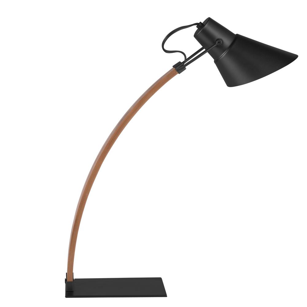 Noah Mid-Century Modern Table Lamp in Apple Wood and Black. Picture 3