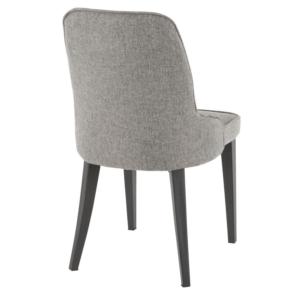 Nueva Contemporary Accent/Dining Chair in Black Metal and Grey Fabric - Set of 2. Picture 4