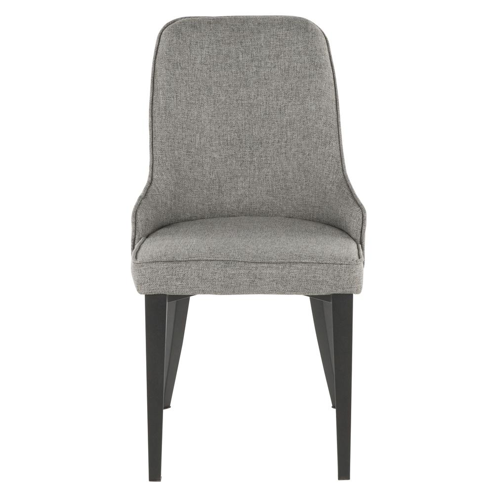 Nueva Contemporary Accent/Dining Chair in Black Metal and Grey Fabric - Set of 2. Picture 6
