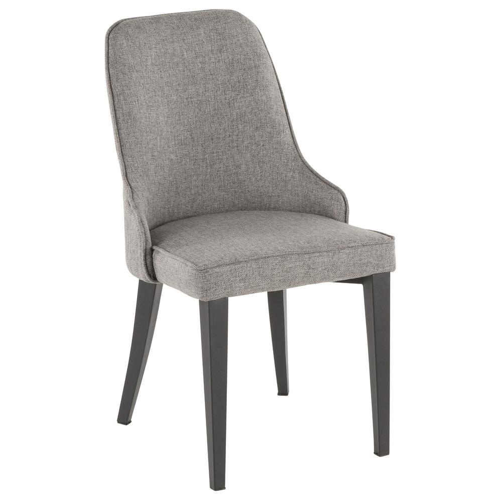 Nueva Contemporary Accent/Dining Chair in Black Metal and Grey Fabric - Set of 2. Picture 2