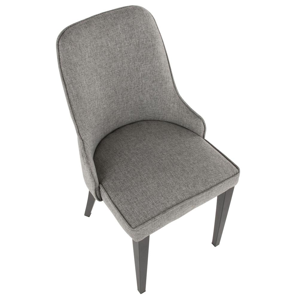 Nueva Contemporary Accent/Dining Chair in Black Metal and Grey Fabric - Set of 2. Picture 7