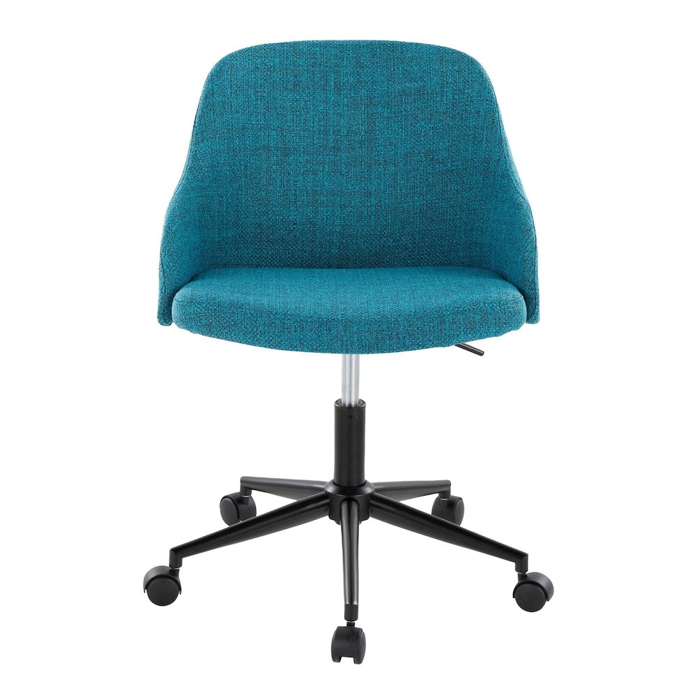 Bacci Office Chair in Black Metal, Walnut Wood, Teal Fabric color. Picture 5