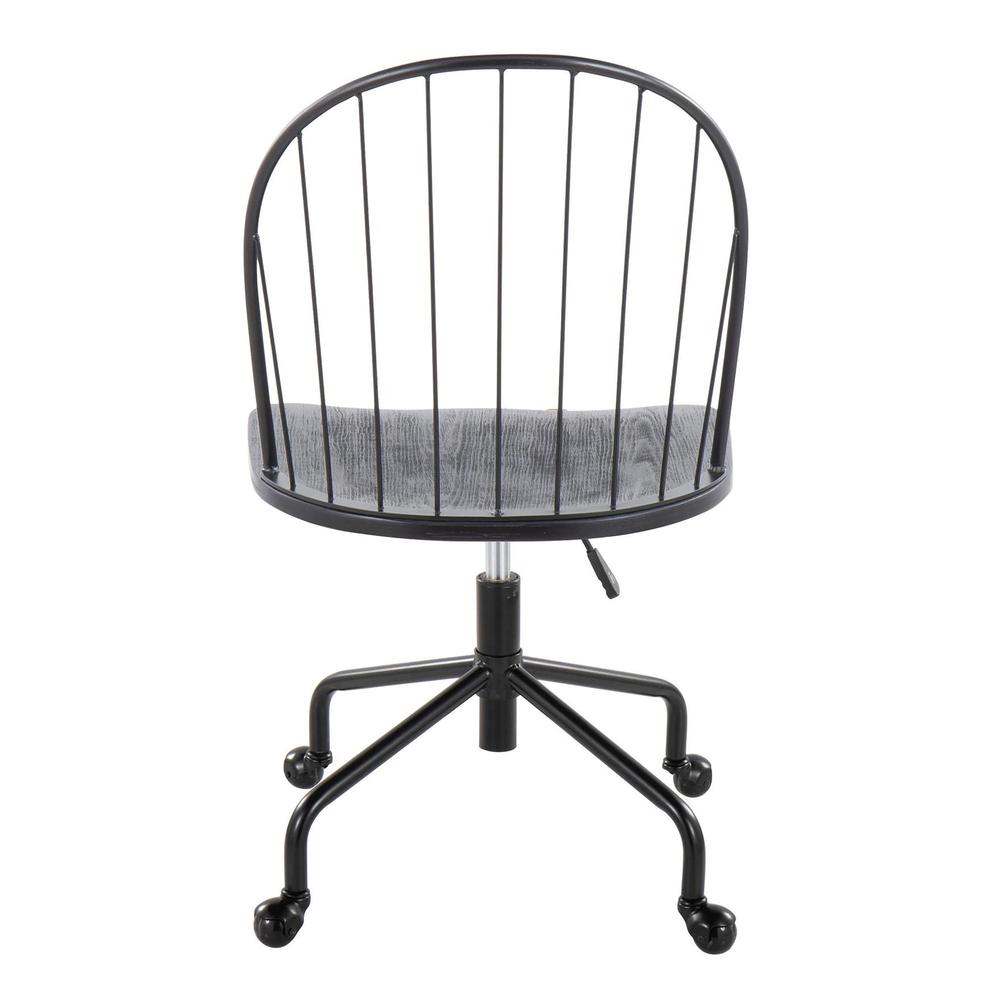 Black Metal, Black Wood Riley Adjustable High Back Office Chair. Picture 4