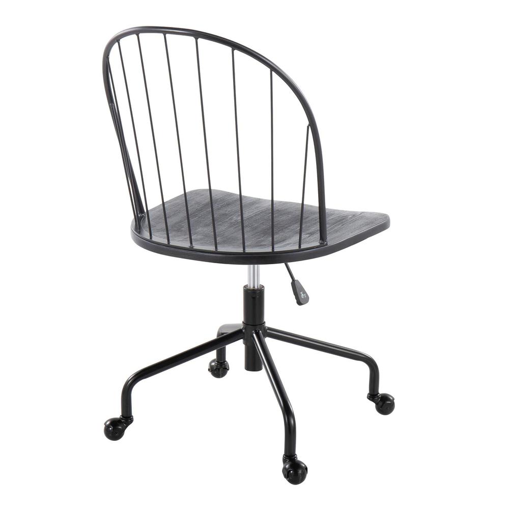 Black Metal, Black Wood Riley Adjustable High Back Office Chair. Picture 3