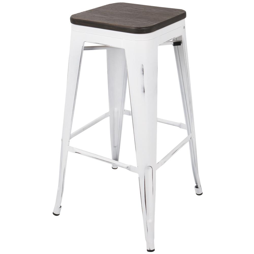 Oregon Industrial Stackable Barstool in Vintage White and Espresso - Set of 2. Picture 4
