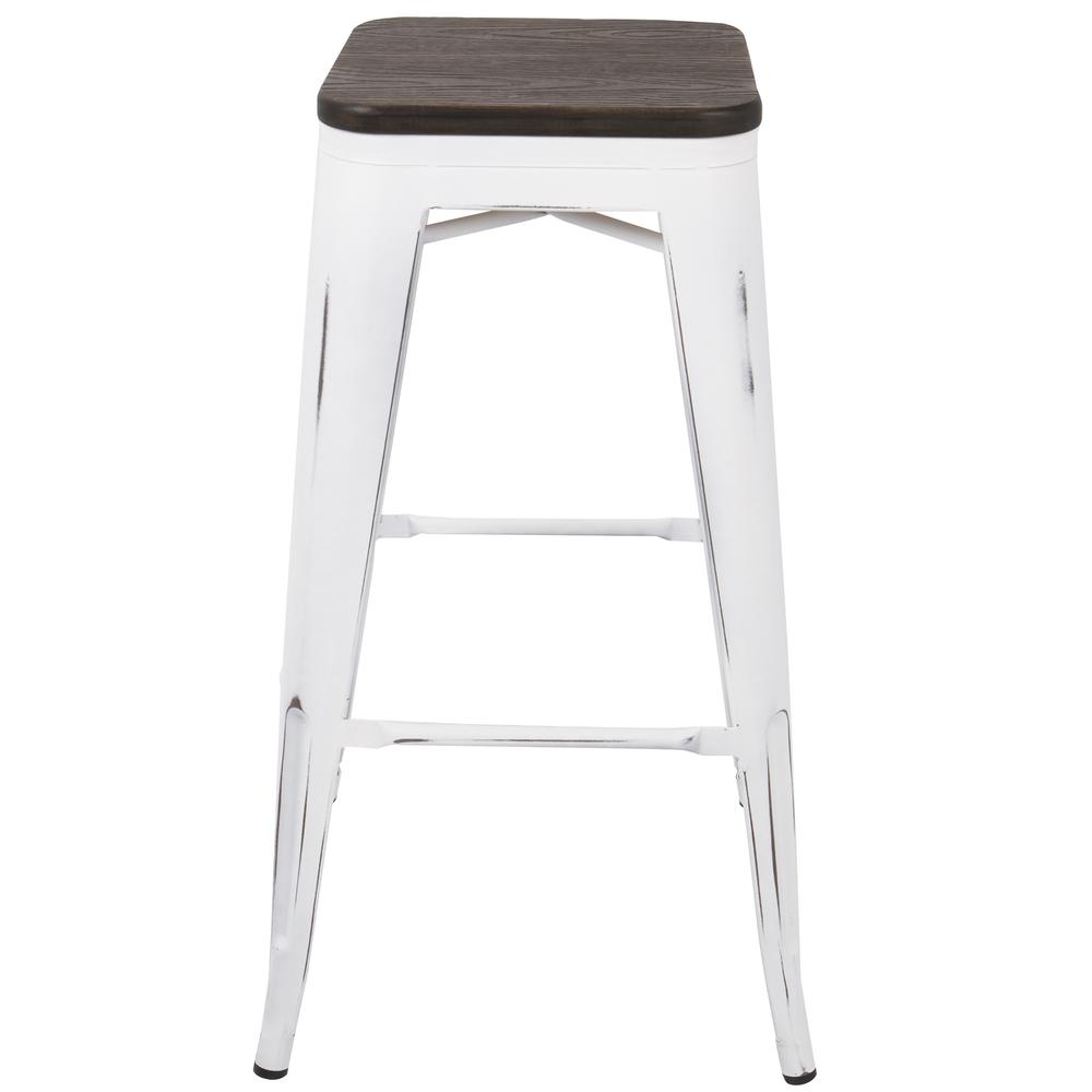 Oregon Industrial Stackable Barstool in Vintage White and Espresso - Set of 2. Picture 5