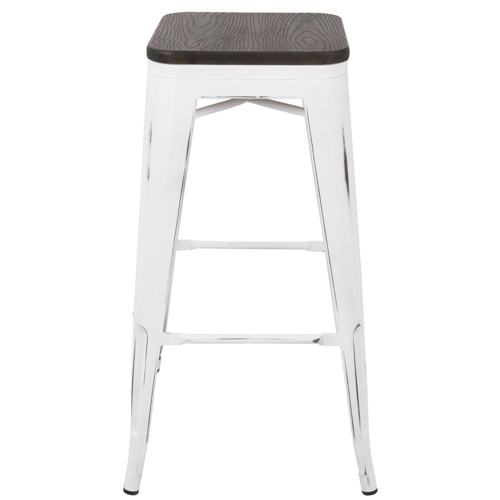 Oregon Industrial Stackable Barstool in Vintage White and Espresso - Set of 2. Picture 3