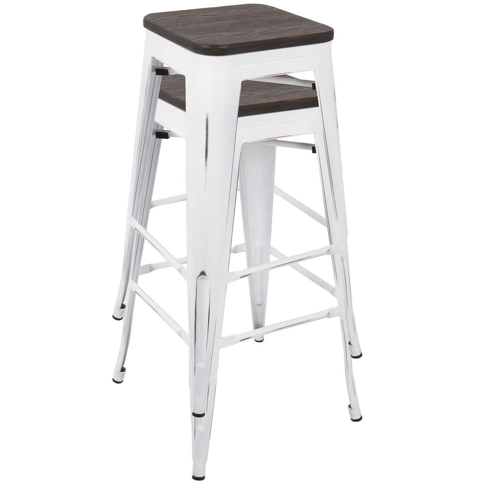 Oregon Industrial Stackable Barstool in Vintage White and Espresso - Set of 2. Picture 7