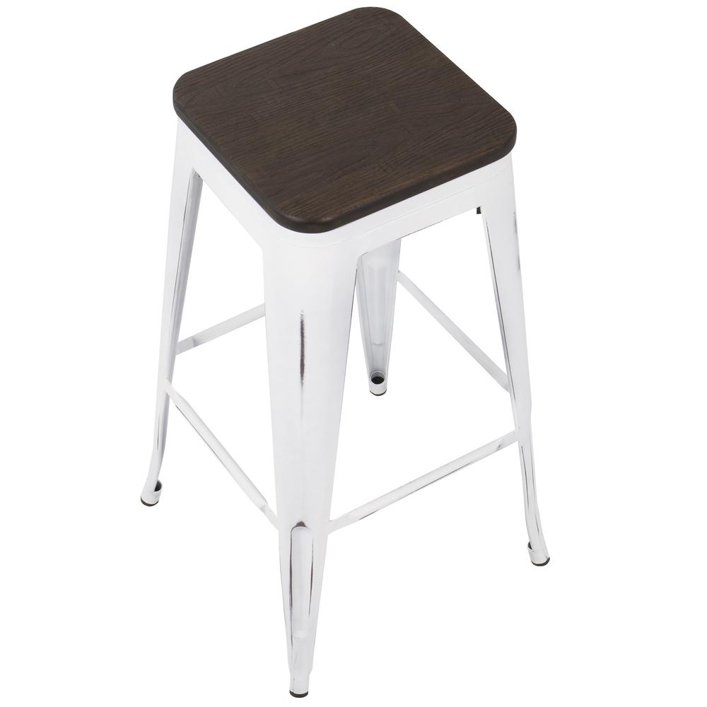 Oregon Industrial Stackable Barstool in Vintage White and Espresso - Set of 2. Picture 6