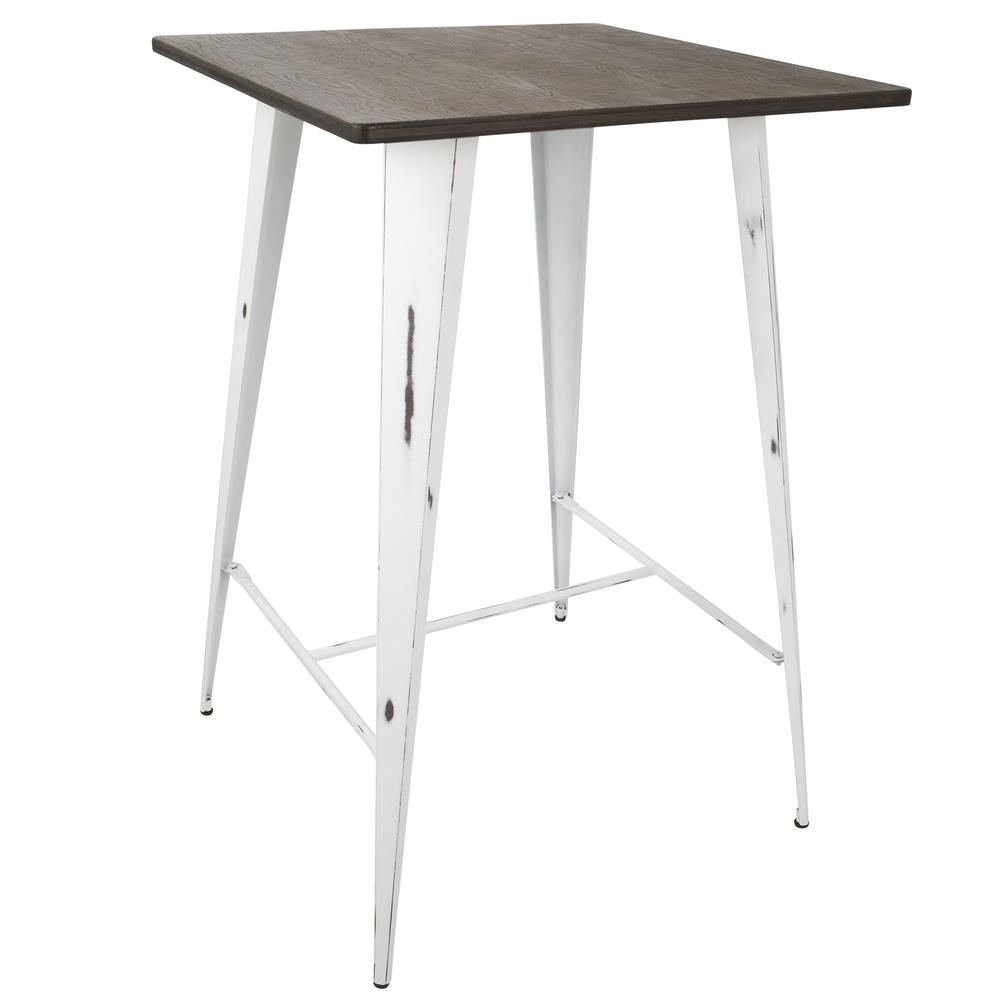 Oregon Industrial Table in Vintage White and Espresso. Picture 1