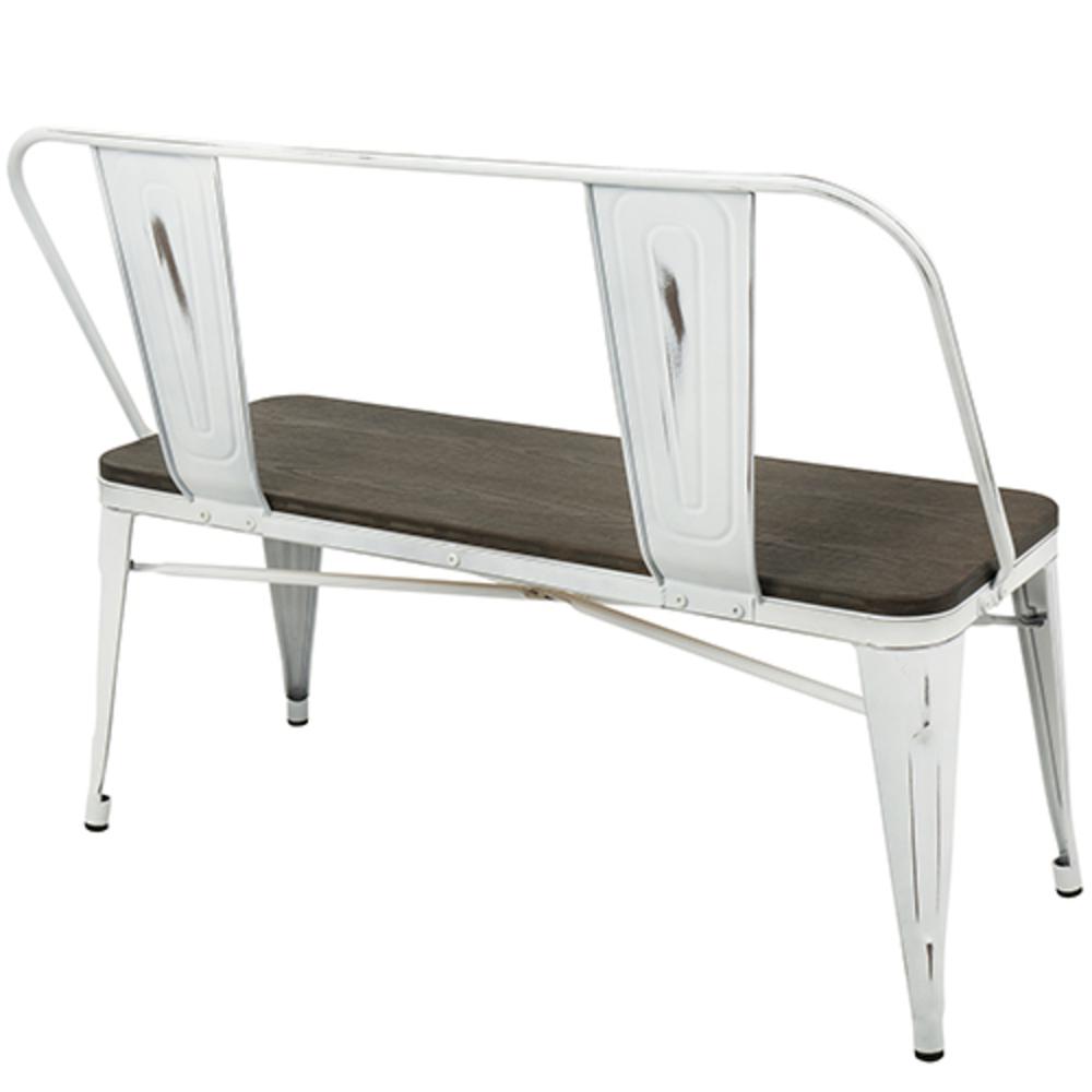Oregon Industrial-Farmhouse Bench in Vintage White and Espresso. Picture 3
