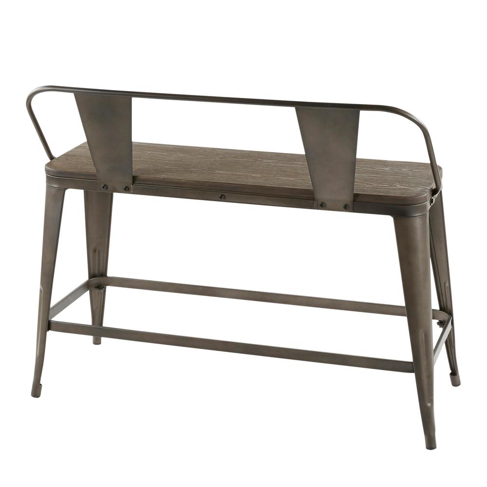 Oregon Industrial Counter Bench in Antique Metal and Espresso Wood-Pressed Grain Bamboo. Picture 3