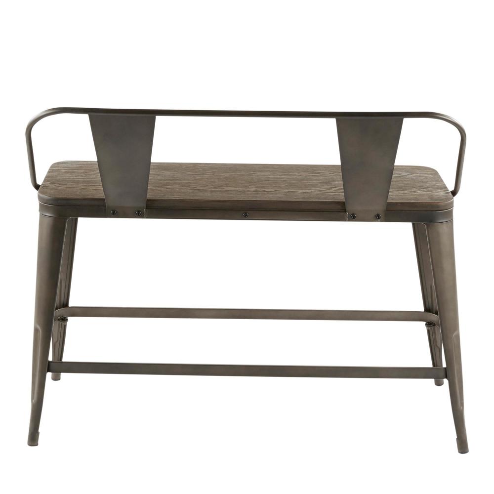 Oregon Industrial Counter Bench in Antique Metal and Espresso Wood-Pressed Grain Bamboo. Picture 4