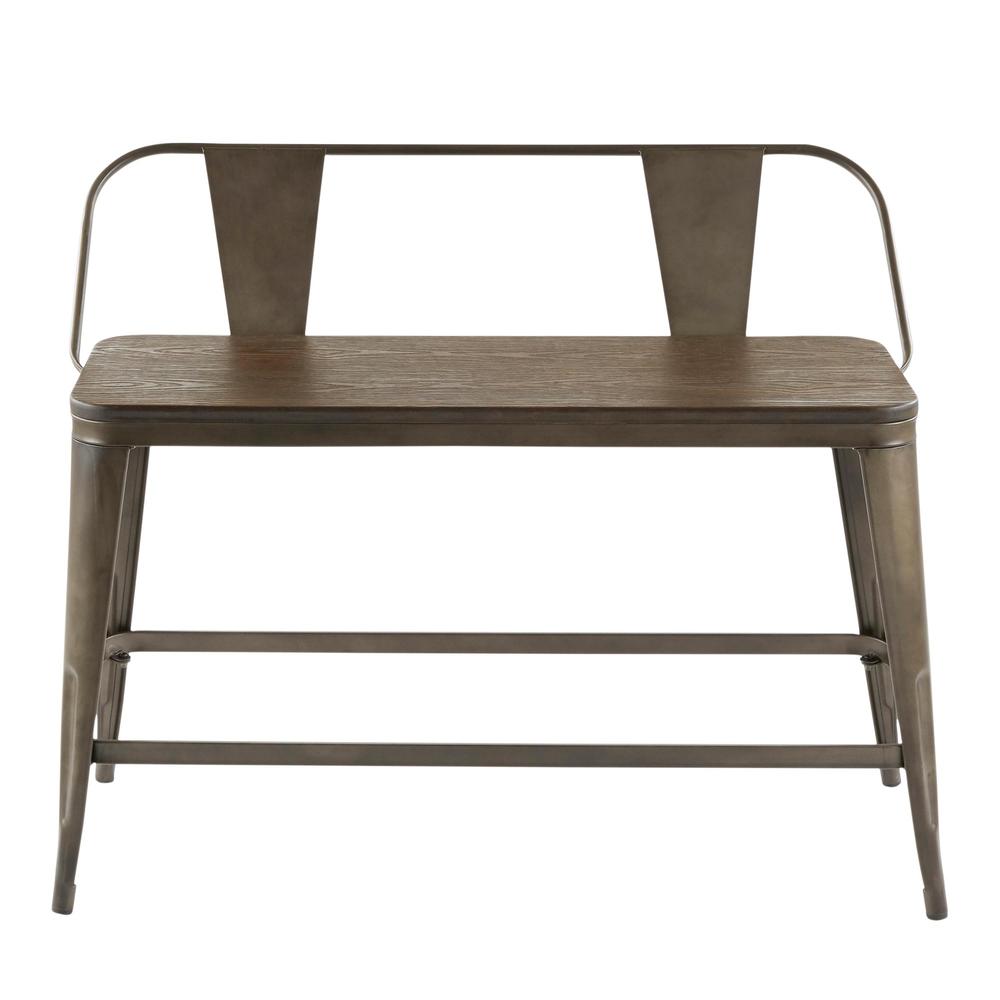 Oregon Industrial Counter Bench in Antique Metal and Espresso Wood-Pressed Grain Bamboo. Picture 5