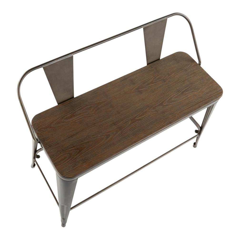 Oregon Industrial Counter Bench in Antique Metal and Espresso Wood-Pressed Grain Bamboo. Picture 6