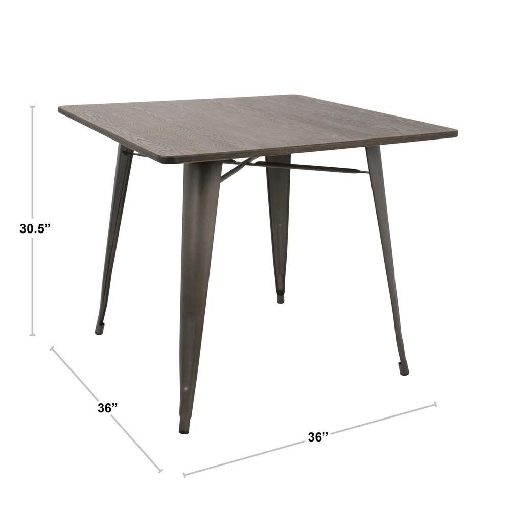 Oregon 36" Industrial-Farmhouse Dining Table in Antique and Espresso. Picture 4