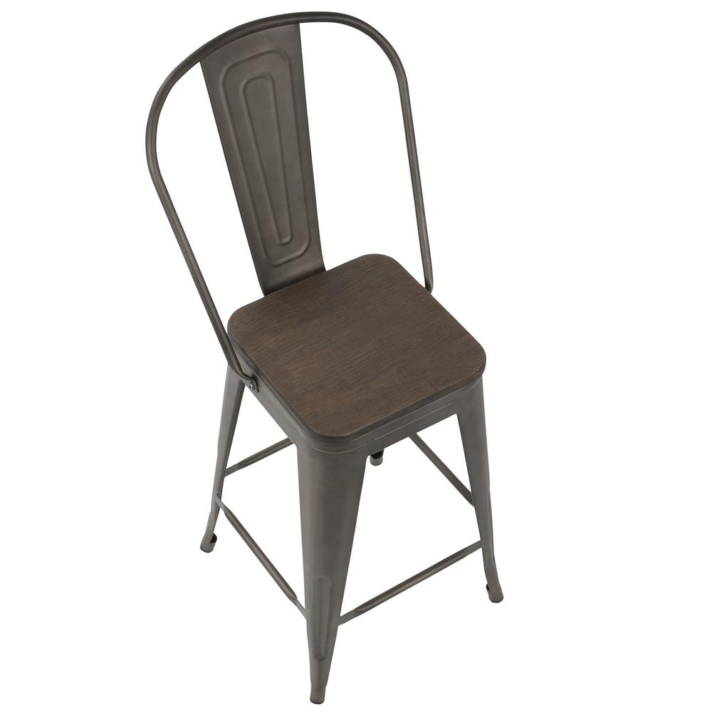 Oregon Industrial High Back Counter Stool in Antique and Espresso - Set of 2. Picture 7