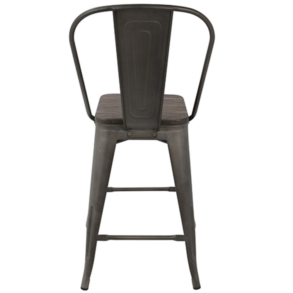 Oregon Industrial High Back Counter Stool in Antique and Espresso - Set of 2. Picture 5