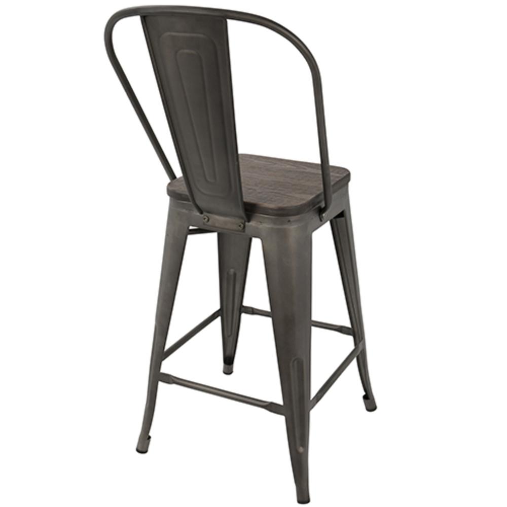 Oregon Industrial High Back Counter Stool in Antique and Espresso - Set of 2. Picture 4