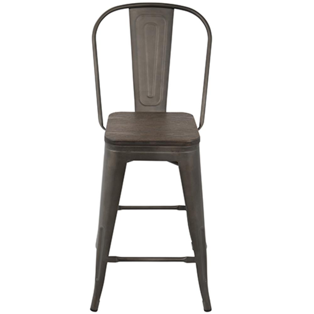 Oregon Industrial High Back Counter Stool in Antique and Espresso - Set of 2. Picture 6
