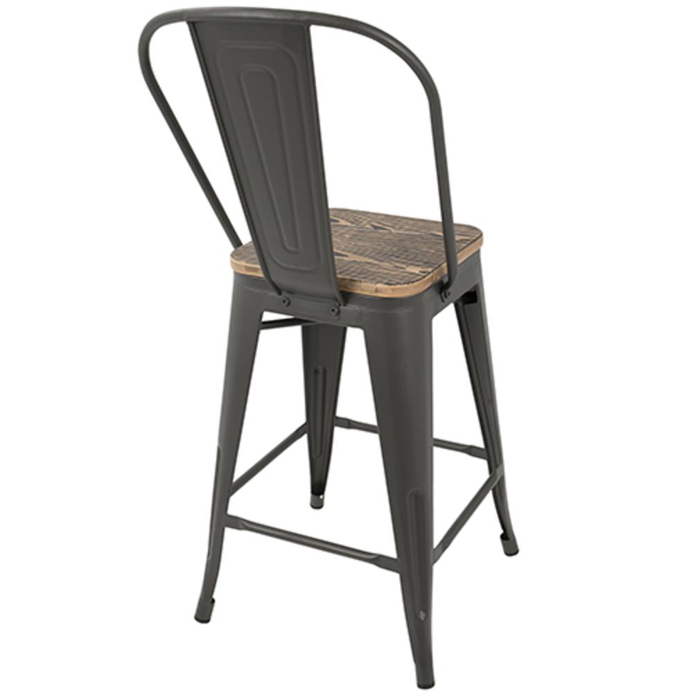 Oregon Industrial High Back Counter Stool in Grey and Brown - Set of 2. Picture 4