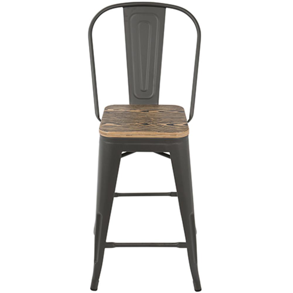 Oregon Industrial High Back Counter Stool in Grey and Brown - Set of 2. Picture 6