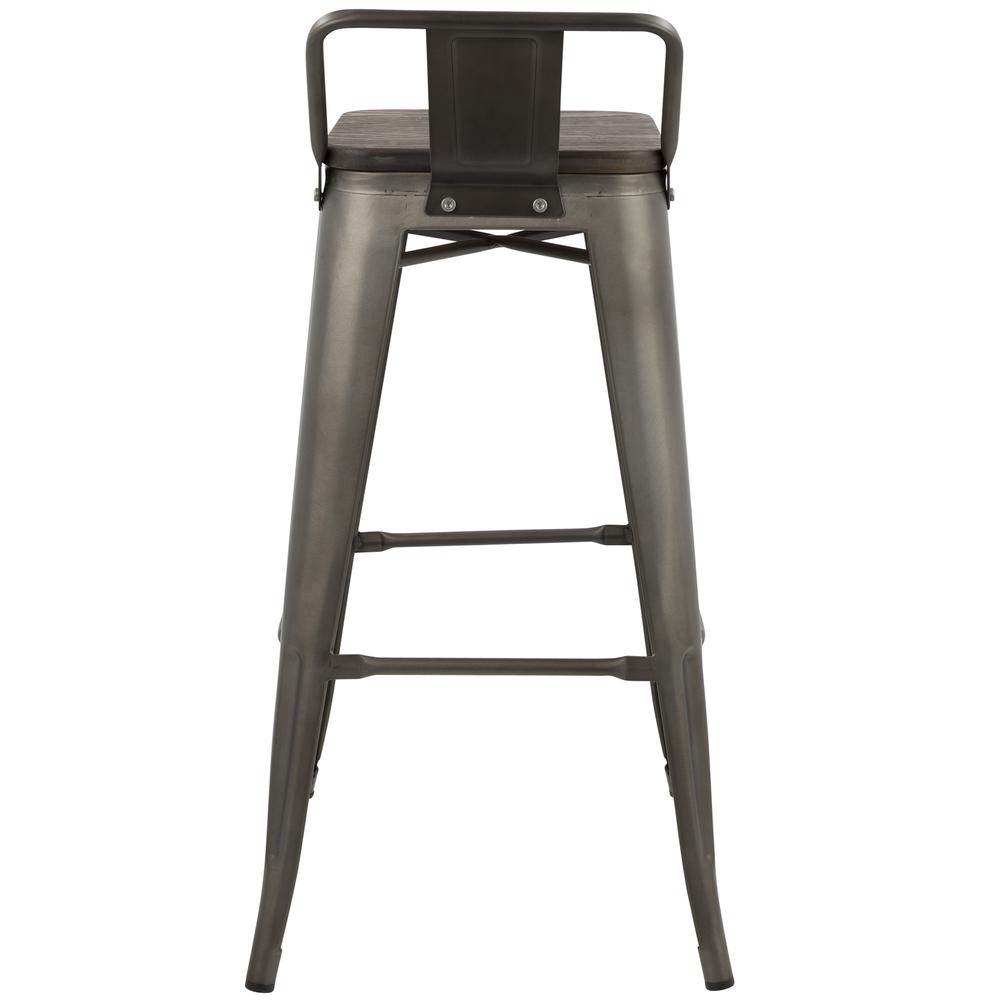 Oregon Industrial Low Back Barstool in Antique and Espresso - Set of 2. Picture 5