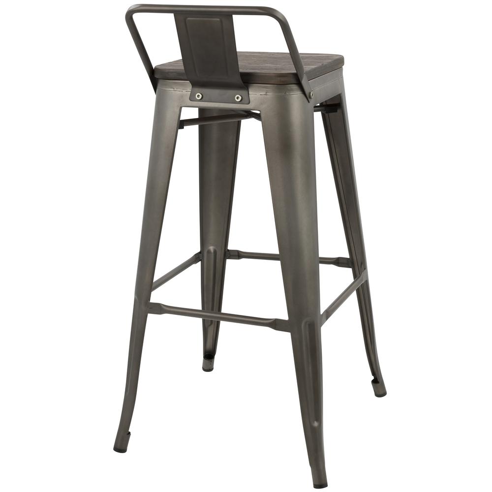 Oregon Industrial Low Back Barstool in Antique and Espresso - Set of 2. Picture 4