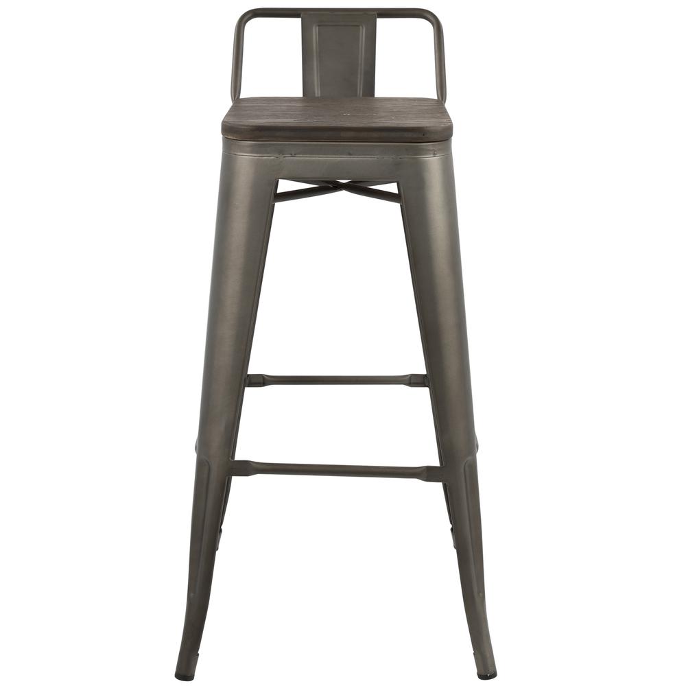 Oregon Industrial Low Back Barstool in Antique and Espresso - Set of 2. Picture 6