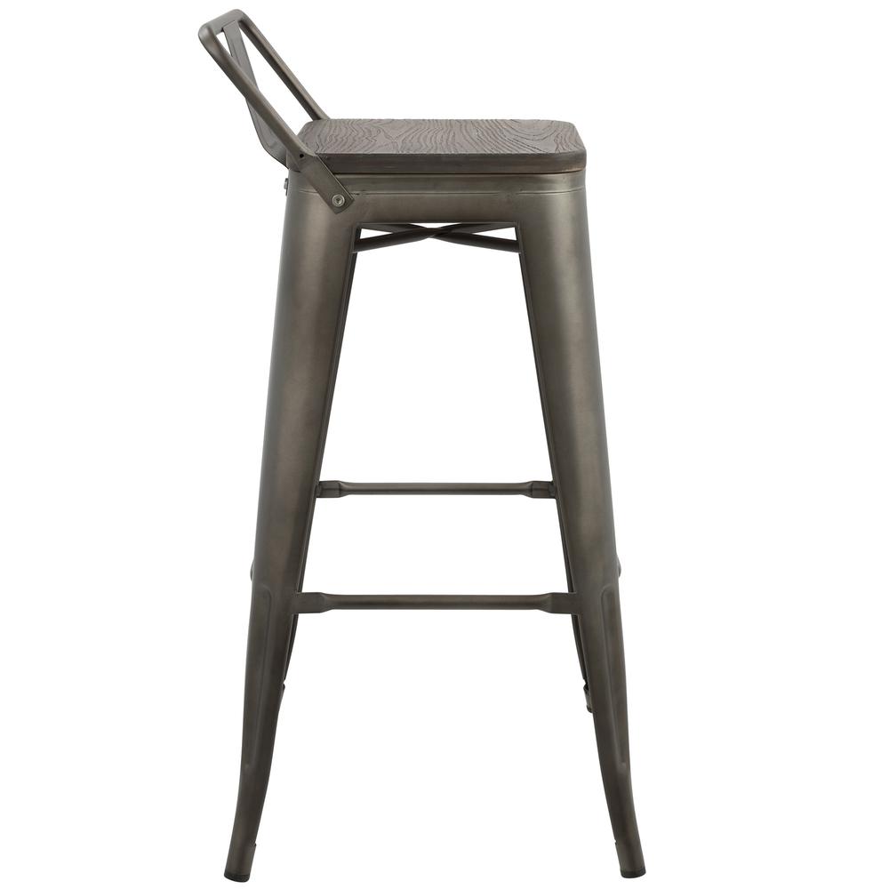Oregon Industrial Low Back Barstool in Antique and Espresso - Set of 2. Picture 3