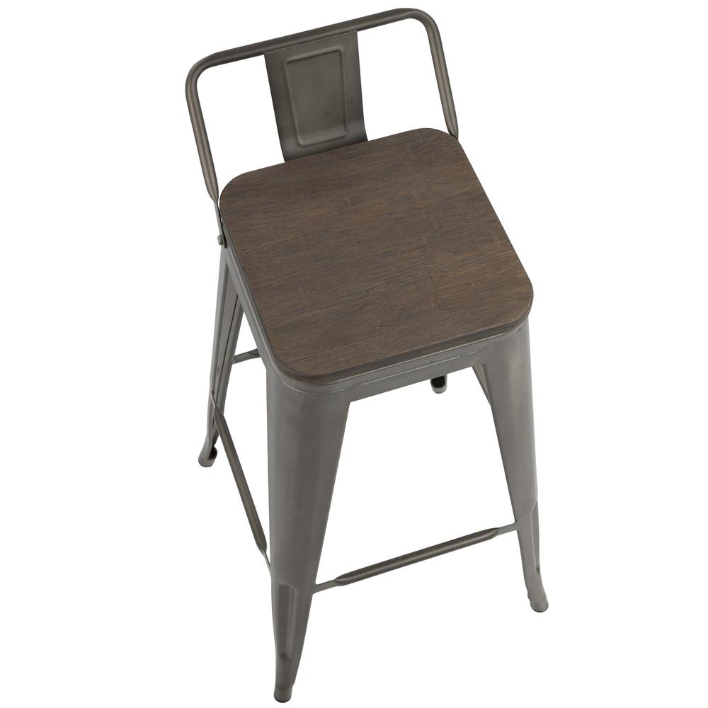 Oregon Industrial Low Back Barstool in Antique and Espresso - Set of 2. Picture 7