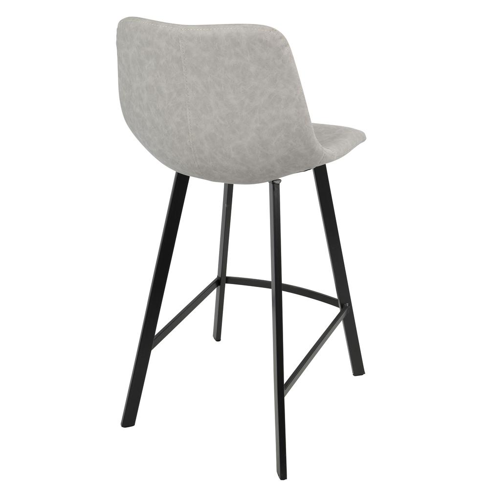 Outlaw Industrial Counter Stool in Black with Grey Faux Leather - Set of 2. Picture 4