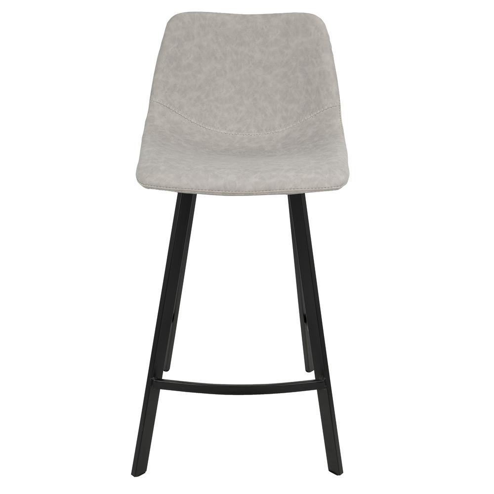 Outlaw Industrial Counter Stool in Black with Grey Faux Leather - Set of 2. Picture 6