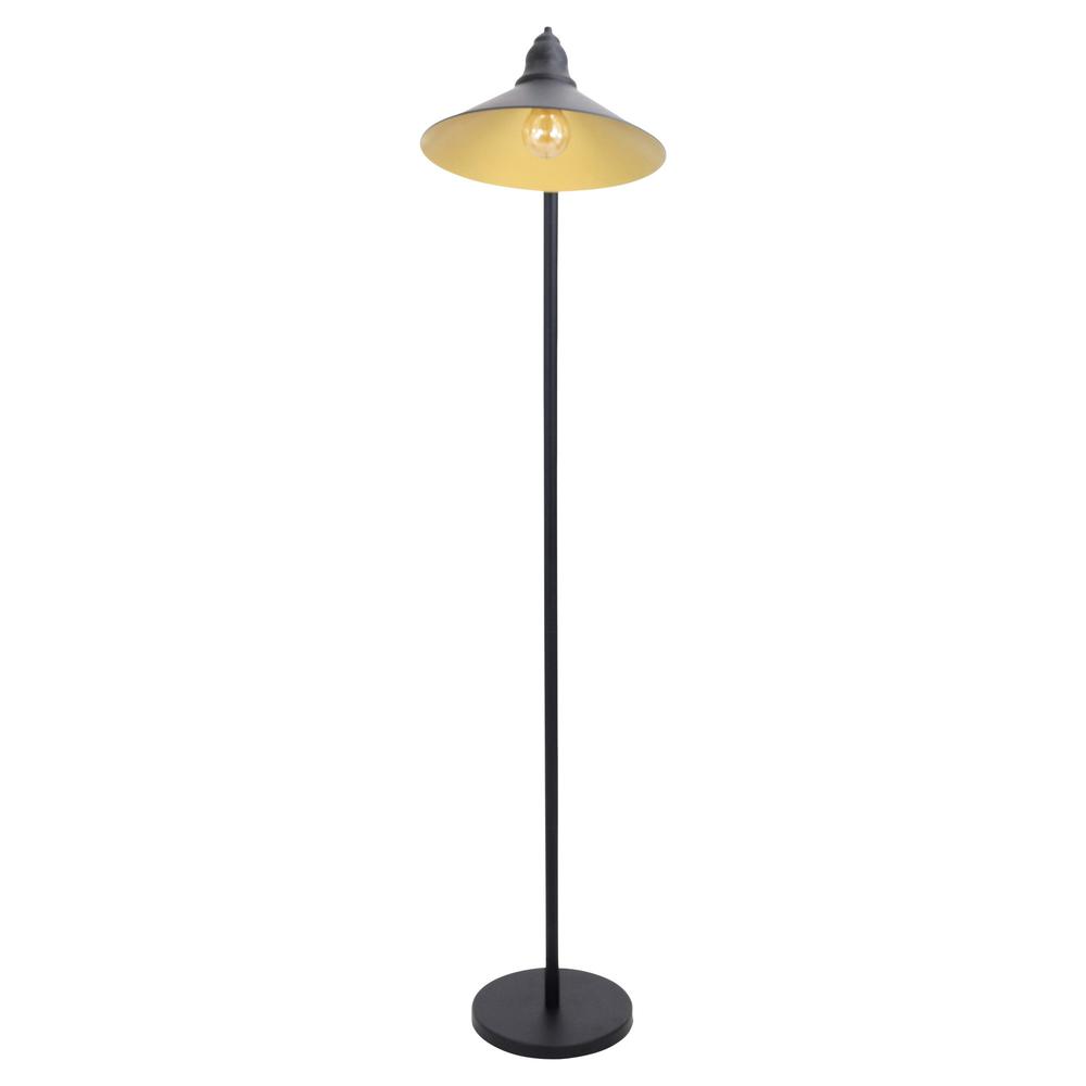 Paddy Industrial Floor Lamp in Black and Gold. Picture 4