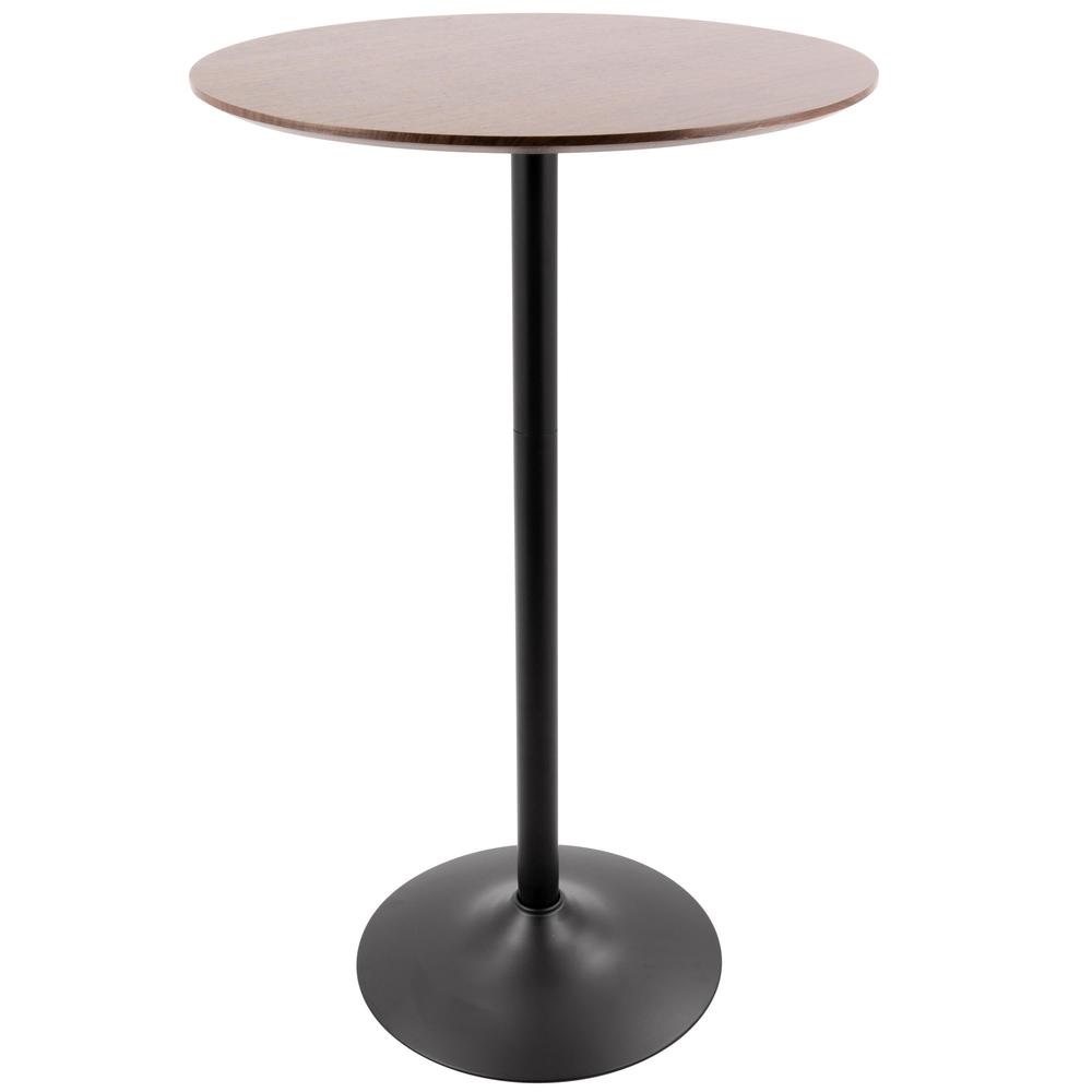 Pebble Mid-Century Modern Table Adjusts From Dining To Bar in Walnut and Black. Picture 1