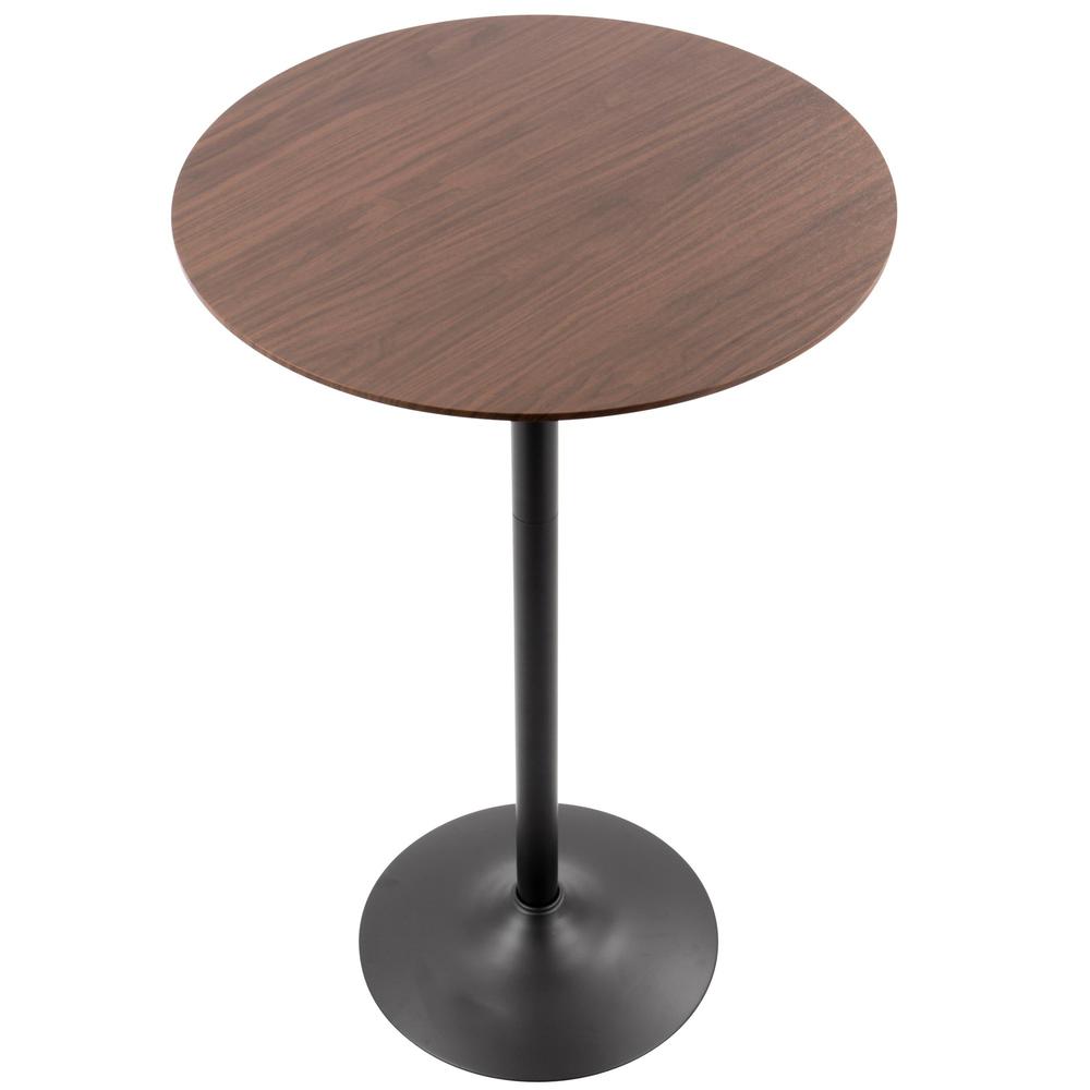 Pebble Mid-Century Modern Table Adjusts From Dining To Bar in Walnut and Black. Picture 2