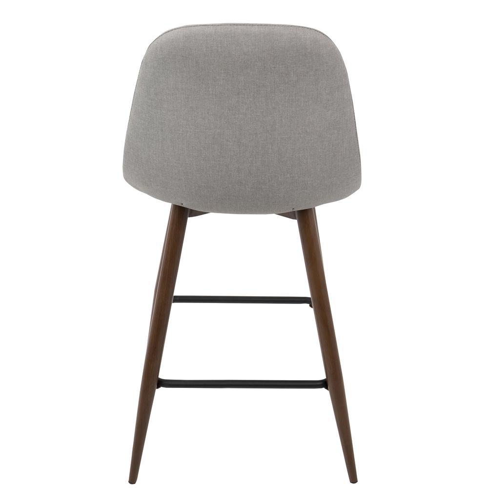 Pebble Mid-Century Modern Counter Stool in Walnut and Light Grey - Set of 2. Picture 5